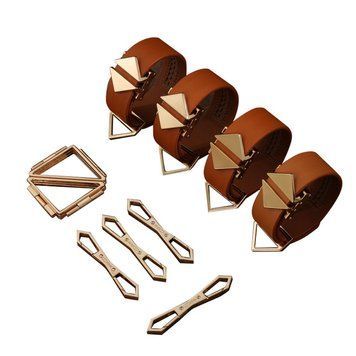 Набір фіксаторів для рук та ніг LOCKINK Hogtie Set, коричневий, ремені з натуральної шкіри SX0840 фото - купити в секс-шопі Чорний Кролик