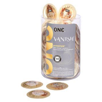 Набір презервативів ONE Vanish Hyperthin, 100 шт, ультратонкі, зі змазкою, паковання-тубус SX0735 фото - купити в секс-шопі Чорний Кролик