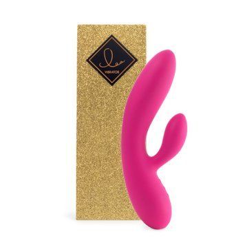 Гнучкий вібратор кролик з двома моторами FeelzToys Lea Rabbit Vibrator Rubine Red SO4432 фото - купити в секс-шопі Чорний Кролик