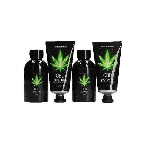 Набір для ванни і душу CBD Luxe Travel set-GREEN TEA & HEMP OIL ( 4 предмета ) PHA245 фото