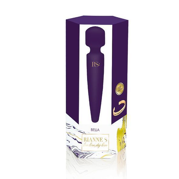 Вібромасажер Rianne S: Bella Mini Wand Purple, 10 режимів, медичний силікон, подарункове паковання SO3869 фото - купити в секс-шопі Чорний Кролик