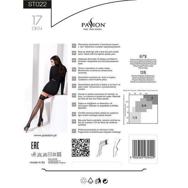 Панчохи Passion ST022 3/4 nero PS23615 фото - купити в секс-шопі Чорний Кролик