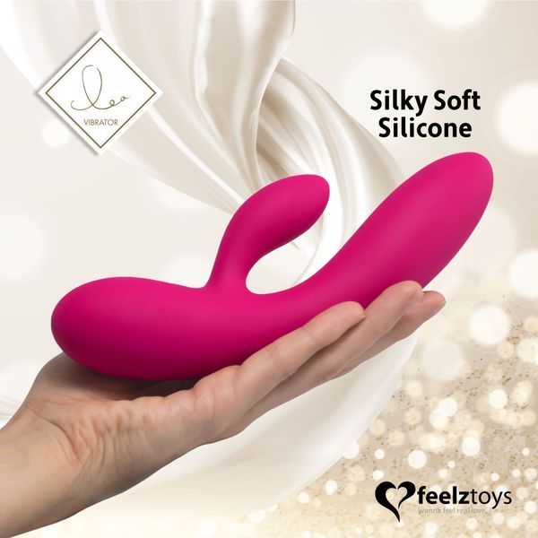 Гнучкий вібратор кролик з двома моторами FeelzToys Lea Rabbit Vibrator Rubine Red SO4432 фото - купити в секс-шопі Чорний Кролик