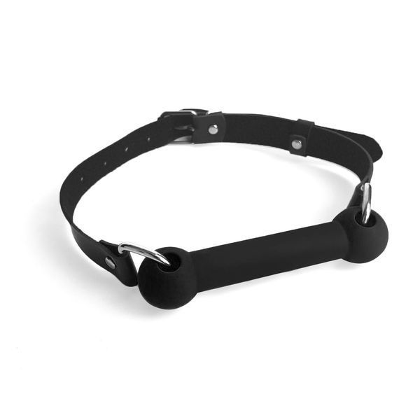 Кляп-палиця на ременях Art of Sex &ndash; Gag Stick Silicon, чорний, натуральна шкіра SO6705 фото - купити в секс-шопі Чорний Кролик