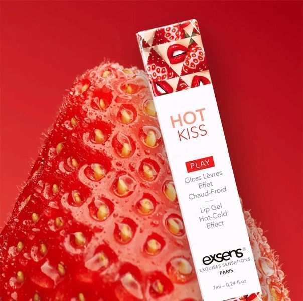 Стимулювальний блиск для губ EXSENS Strawberry Hot Kiss 7 мл, зігріває та охолоджує SX4014 фото - купити в секс-шопі Чорний Кролик