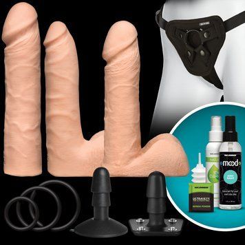 Набір для страпона Doc Johnson Vac-U-Lock Dual Density UltraSKYN Set, діаметр 3&times;4,5см SO1987 фото - купити в секс-шопі Чорний Кролик