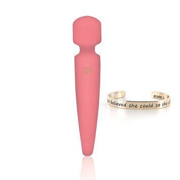Вібромасажер Rianne S: Bella Mini Wand Coral, 10 режимів роботи, медичний силікон, подарункове паков SO3870 фото - купити в секс-шопі Чорний Кролик