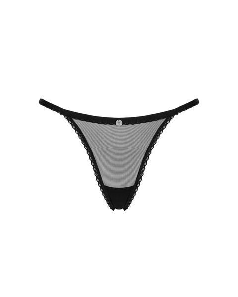 Прозорі стрінги із мереживом Obsessive Celia Noir thong M/L SO7869 фото - купити в секс-шопі Чорний Кролик