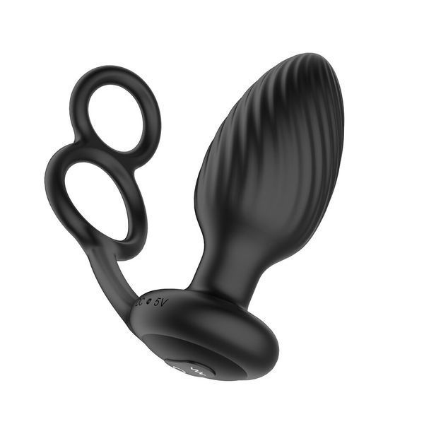 Анальна вібропробка Nexus Tornado Cock and Ball Ring обертання+вібрація, ерекційне кільце, пульт SX2416 фото - купити в секс-шопі Чорний Кролик