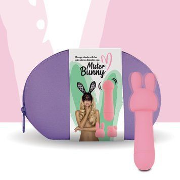 Мінівібратор FeelzToys Mister Bunny Pink з двома насадками SO4437 фото - купити в секс-шопі Чорний Кролик
