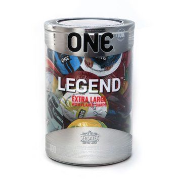 Набір презервативів ONE Legend XL, 100 шт, збільшений розмір, розширення на кінці, паковання-тубус SX0737 фото - купити в секс-шопі Чорний Кролик