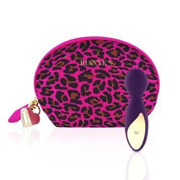 Мінівібромасажер Rianne S: Lovely Leopard Purple, 10 режимів роботи, косметичка-чохол, мед.силікон SO3883 фото - купити в секс-шопі Чорний Кролик