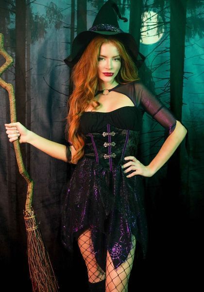 Костюм відьми Leg Avenue Mystical Witch XL, сукня, капелюх SO9335 фото - купити в секс-шопі Чорний Кролик
