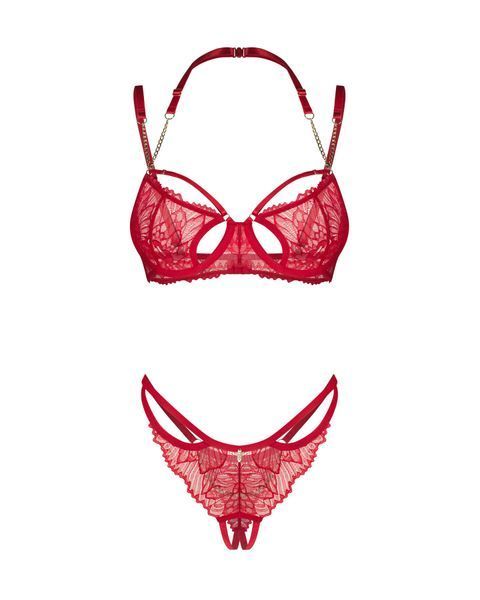 Комплект Obsessive Matildea 2-pcs crotchless set 2XL/3XL SX3610 фото - купити в секс-шопі Чорний Кролик