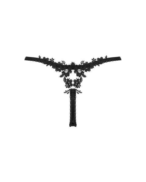 Прозорі стрінги із мереживом Obsessive Celia Noir thong XL SO7870 фото - купити в секс-шопі Чорний Кролик