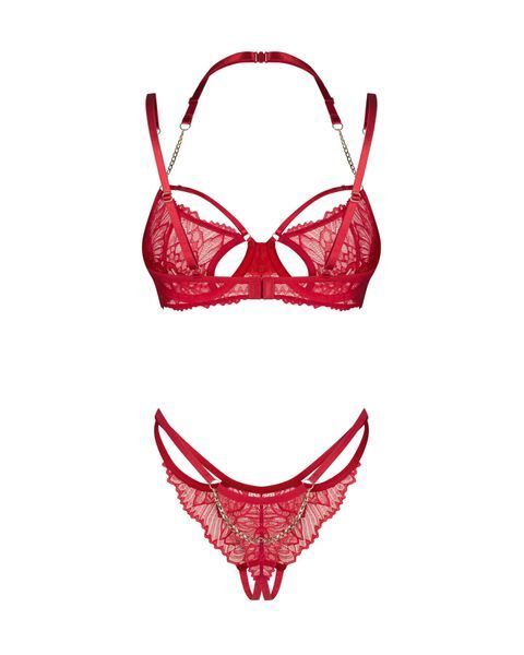 Комплект Obsessive Matildea 2-pcs crotchless set 2XL/3XL SX3610 фото - купити в секс-шопі Чорний Кролик