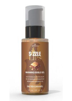 Зігрівальний масажний гель Sensuva Sizzle Lips Salted Caramel (59 мл), без цукру, їстівний SO9829 фото - купити в секс-шопі Чорний Кролик