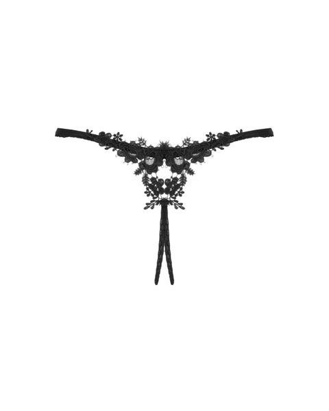 Прозорі стрінги з доступом Obsessive Celia Noir crotchless thong XL/2XL SO7873 фото - купити в секс-шопі Чорний Кролик
