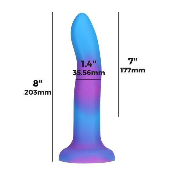 Фалоімітатор, що світиться в темряві, ADDICTION Rave 8&Prime; Glow in the Dark Dildo Blue Purple, 20,3 см SO6851 фото - купити в секс-шопі Чорний Кролик