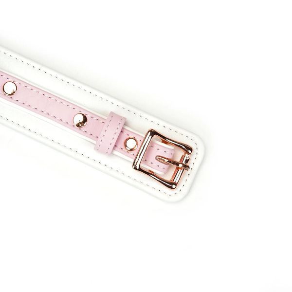 Нашийник з повідцем Liebe Seele White & Pink Fairy Goat Leather Collar SX2826 фото - купити в секс-шопі Чорний Кролик