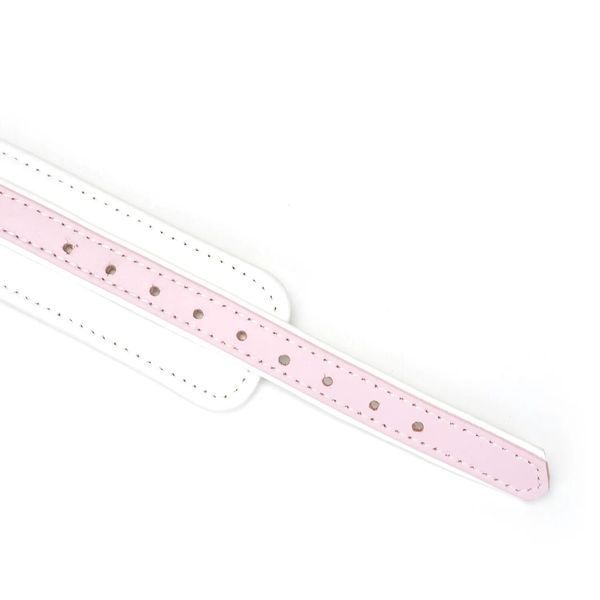 Нашийник з повідцем Liebe Seele White & Pink Fairy Goat Leather Collar SX2826 фото - купити в секс-шопі Чорний Кролик