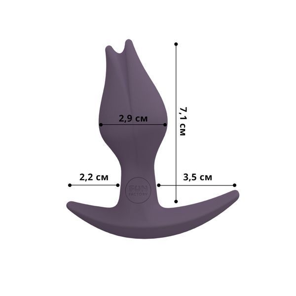 Анальна пробка Fun Factory BOOTIE FEM, фіолетова, у вигляді бутона, діаметр 2,9 см, тонкий обмежувач SX1001 фото - купити в секс-шопі Чорний Кролик