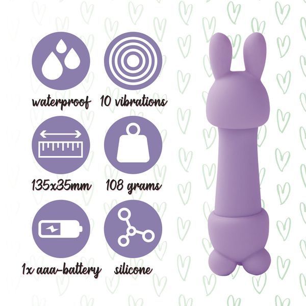 Мінівібратор FeelzToys Magic Bunny Purple з двома насадками SO4439 фото - купити в секс-шопі Чорний Кролик