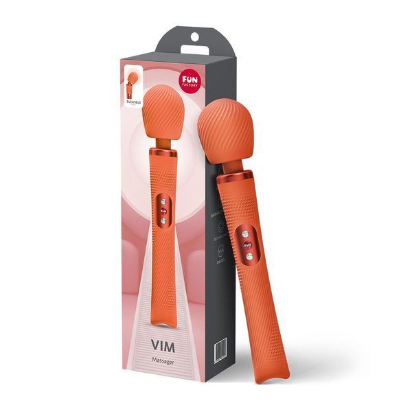 Вібромасажер Fun Factory VIM Vibrating Wand Orange, суперпотужний та легкий, до 6 годин роботи SX3661 фото - купити в секс-шопі Чорний Кролик