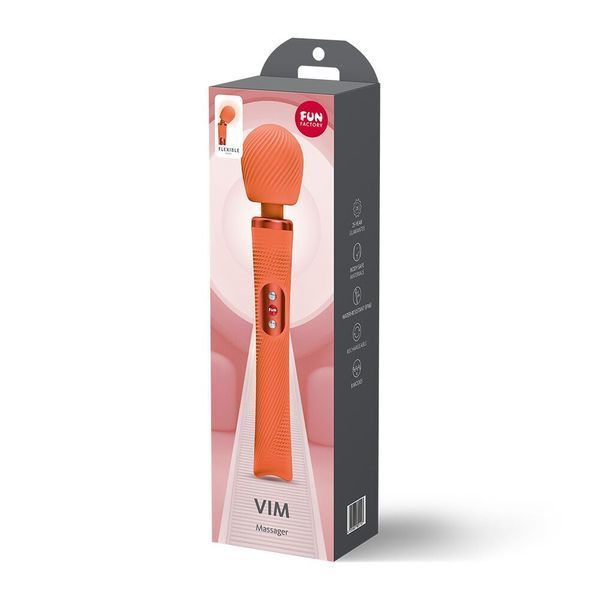 Вібромасажер Fun Factory VIM Vibrating Wand Orange, суперпотужний та легкий, до 6 годин роботи SX3661 фото - купити в секс-шопі Чорний Кролик