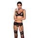 Комплект білизни Passion NESSY SET S/M black, бюстгальтер, пояс для панчіх, стрінги SO8458 фото 1