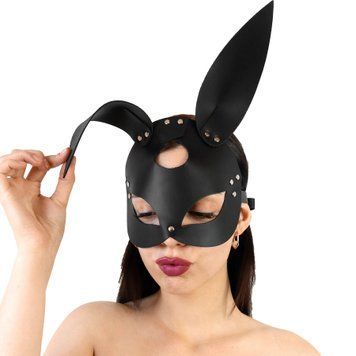 Шкіряна маска Зайчика Art of Sex - Bunny mask, колір Чорний SO9644 фото - купити в секс-шопі Чорний Кролик