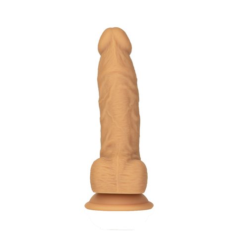 Фалоімітатор ADDICTION Dual Density Silicone Dildo Caramel 8″, присоска, діаметр 4,3 см, віброкуля в SO8243 фото - купити в секс-шопі Чорний Кролик