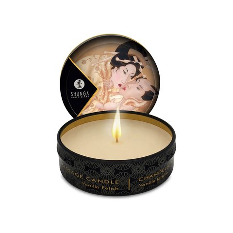 Масажна свічка Shunga Mini Massage Candle – Vanilla Fetish (30 мл) з афродизіаками SO2517 фото - купити в секс-шопі Чорний Кролик