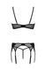 Комплект Passion LEAFA SET black S/M, мереживо+сітка, бюстгальтер на кісточках, стрінги, пояс для панчіх SX0510 фото 4