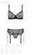 Комплект Passion LEAFA SET black S/M, мереживо+сітка, бюстгальтер на кісточках, стрінги, пояс для панчіх SX0510 фото 5