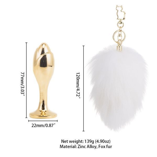 Металева анальна пробка &mdash; кролячий хвіст LOCKINK SEVANDA White Bunny-Tail Anal Rose-shape Plug SX0867 фото - купити в секс-шопі Чорний Кролик