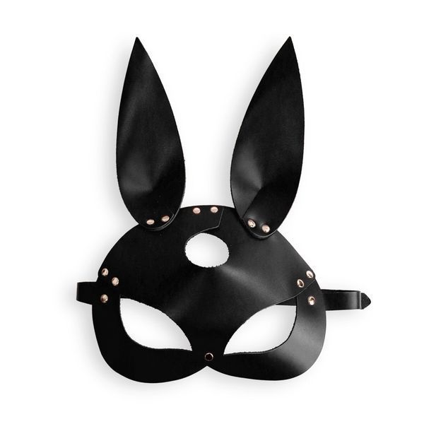 Шкіряна маска Зайчика Art of Sex - Bunny mask, колір Чорний SO9644 фото - купити в секс-шопі Чорний Кролик