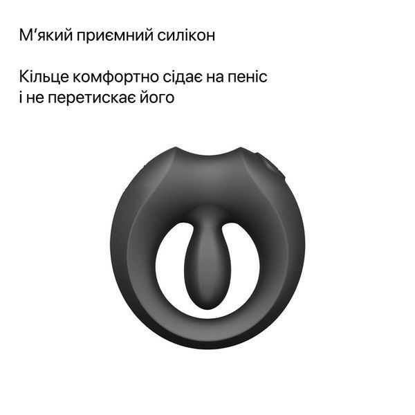 Ерекційне смарт-віброкільце Zalo Apis Obsidian Black, до 4 годин роботи, зарядний кейс SX2691 фото - купити в секс-шопі Чорний Кролик