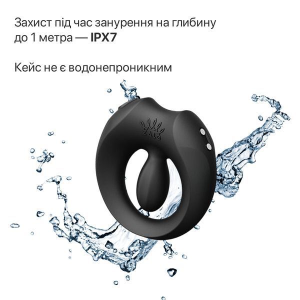 Ерекційне смарт-віброкільце Zalo Apis Obsidian Black, до 4 годин роботи, зарядний кейс SX2691 фото - купити в секс-шопі Чорний Кролик