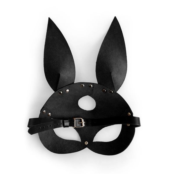 Шкіряна маска Зайчика Art of Sex - Bunny mask, колір Чорний SO9644 фото - купити в секс-шопі Чорний Кролик