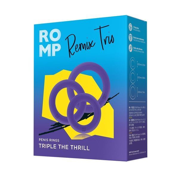 Набір ерекційних кілець Romp Remix Trio, дуже еластичні, діаметри 2; 2,5 та 2,9 см SX0538 фото - купити в секс-шопі Чорний Кролик