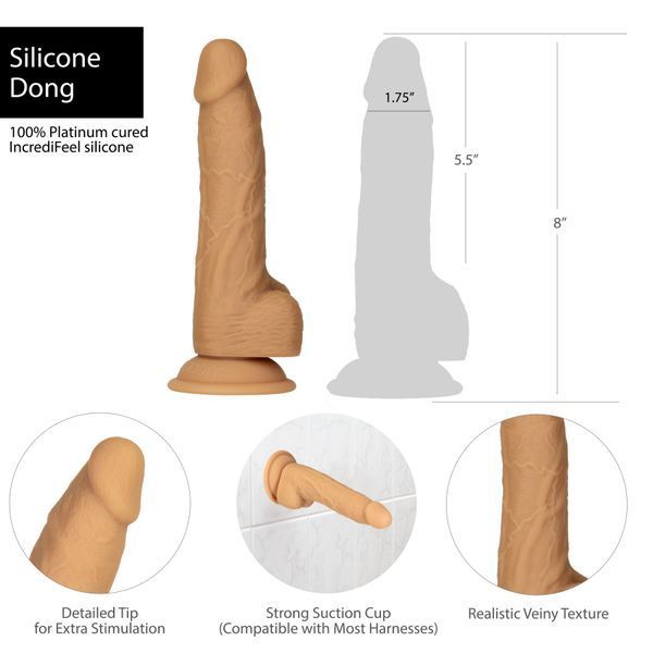Фалоімітатор ADDICTION Dual Density Silicone Dildo Caramel 8&Prime;, присоска, діаметр 4,3 см, віброкуля в SO8243 фото - купити в секс-шопі Чорний Кролик