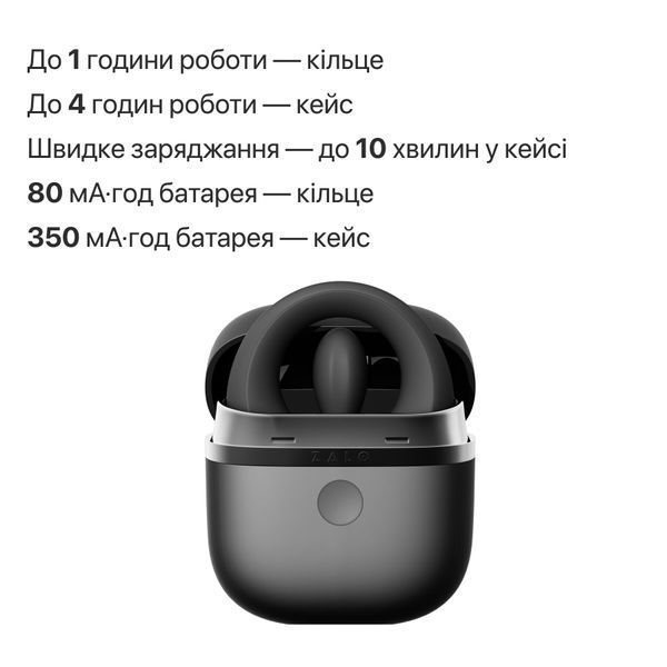 Ерекційне смарт-віброкільце Zalo Apis Obsidian Black, до 4 годин роботи, зарядний кейс SX2691 фото - купити в секс-шопі Чорний Кролик