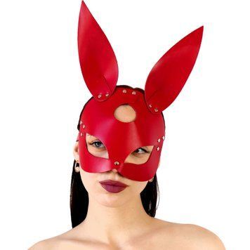 Шкіряна маска Зайчика Art of Sex - Bunny mask, колір Червоний SO9645 фото - купити в секс-шопі Чорний Кролик