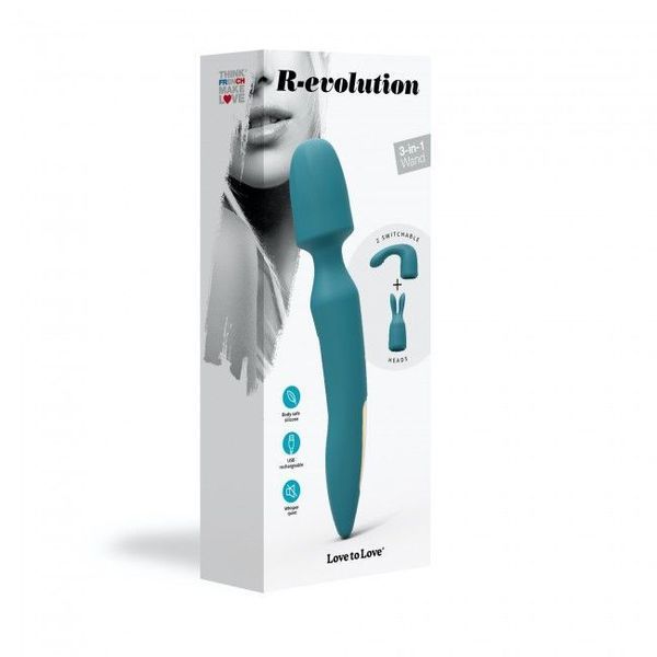 Вібромасажер з двома насадками Love To Love R-EVOLUTION TEAL ME, гнучка головка SO3823 фото - купити в секс-шопі Чорний Кролик