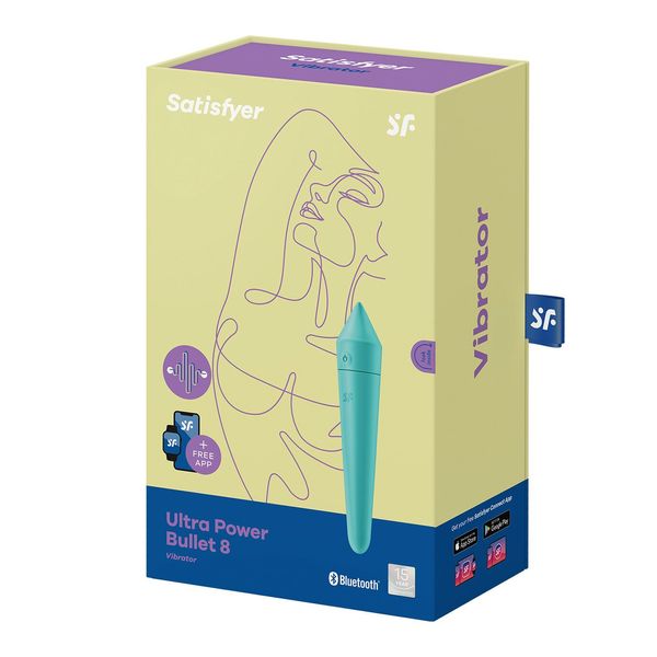 Смарт мінівібратор Satisfyer Ultra Power Bullet 8 Turquoise SO5437 фото - купити в секс-шопі Чорний Кролик