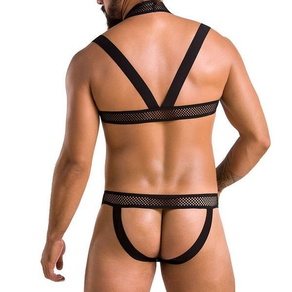 Комплект чоловічої білизни з кріпленнями Passion 043 JACOB L/XL Black, труси, шлейки SO7600 фото - купити в секс-шопі Чорний Кролик