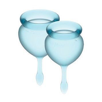 Набір менструальних чаш Satisfyer Feel Good (light blue), 15мл і 20мл, мішечок для зберігання SO3584 фото - купити в секс-шопі Чорний Кролик