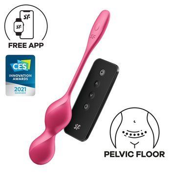 Вагінальні смарт-кульки з вібрацією Satisfyer Love Birds 2 Connect App Red, 86 г, пульт ДК SX0571 фото - купити в секс-шопі Чорний Кролик