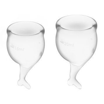 Набір менструальних чаш Satisfyer Feel Secure (transparent), 15мл і 20мл, мішечок для зберігання SO3994 фото - купити в секс-шопі Чорний Кролик